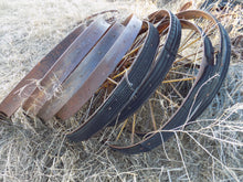 Load image into Gallery viewer, 25 year collection of antique  steel farm equipment wheels