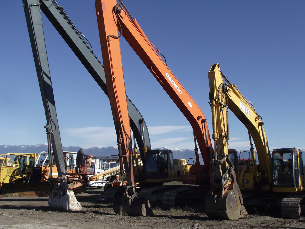 Long and short reach excavators and contruction equipment